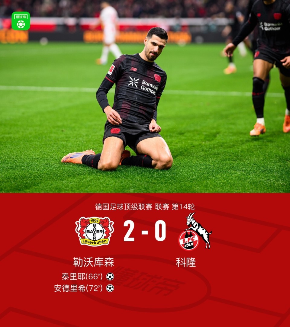 勒沃库森攻入球，轻松战胜对手
